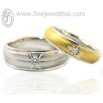 แหวนคู่ แหวนคู่เงินแท้ แหวนเพชร แหวนเงินแท้ แหวนหมั้นเพชร - RC01di